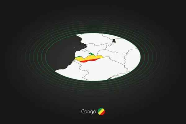 Mapa Congo Cor Escura Mapa Oval Com Países Vizinhos Mapa —  Vetores de Stock