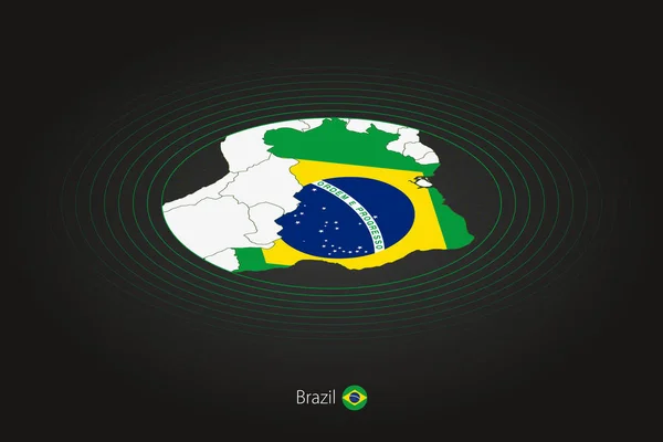 Brazília Térkép Sötét Színű Ovális Térkép Szomszédos Országokkal Brazília Vektortérképe — Stock Vector