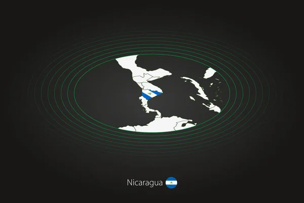 Mapa Nicaragua Color Oscuro Mapa Oval Con Los Países Vecinos — Archivo Imágenes Vectoriales