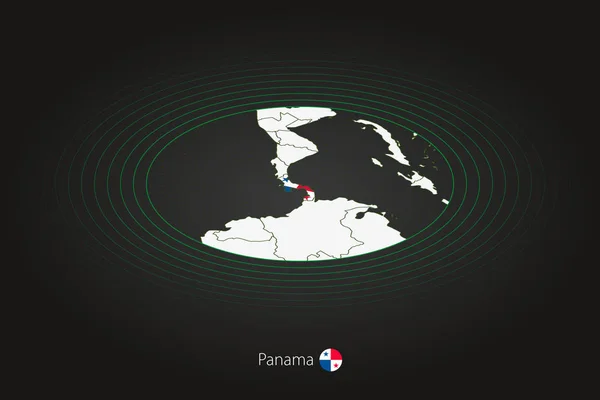 Mapa Panamá Color Oscuro Mapa Oval Con Los Países Vecinos — Archivo Imágenes Vectoriales