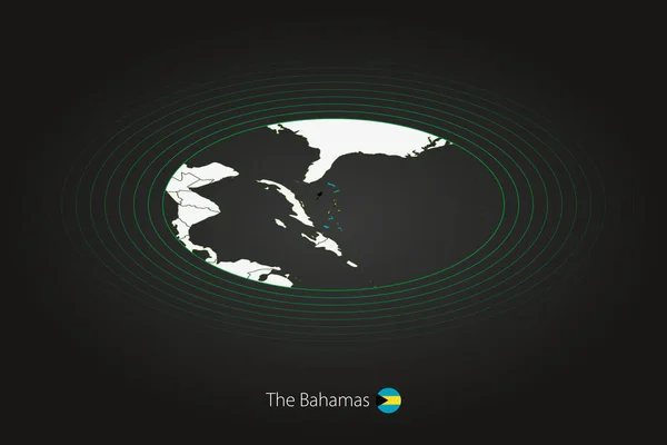 Mapa Bahamas Color Oscuro Mapa Oval Con Los Países Vecinos — Archivo Imágenes Vectoriales