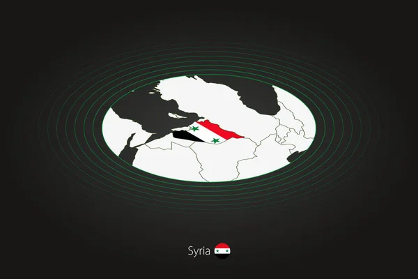 Suriye Haritası Koyu Renkli Oval Harita Komşu Ülkelerle Suriye Nin — Stok Vektör