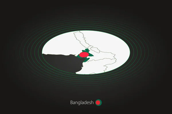 Карта Бангладеш Тёмного Цвета Овальная Карта Соседними Странами Векторная Карта — стоковый вектор