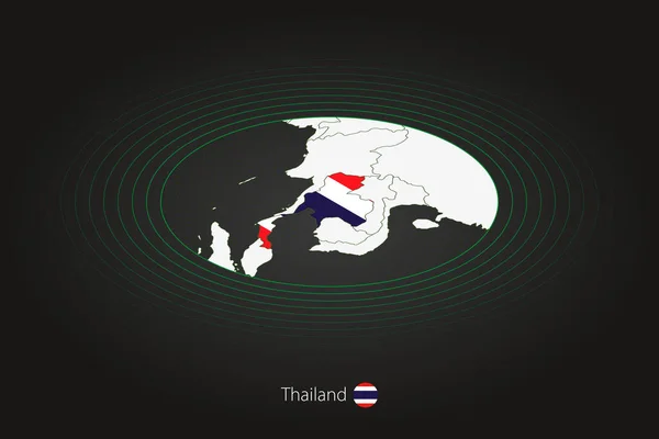 Thailand Kaart Donkere Kleur Ovale Kaart Met Buurlanden Vector Kaart — Stockvector