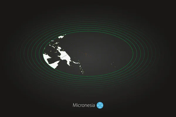 Mapa Mikronezji Ciemnym Kolorze Owalna Mapa Sąsiednimi Krajami Mapa Wektorowa — Wektor stockowy