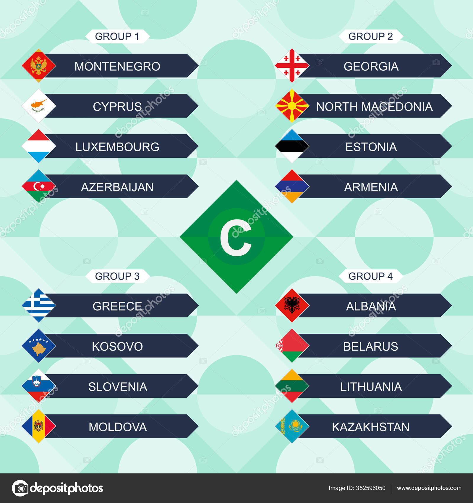 Coleção de bandeiras de torneio de futebol um grande conjunto de