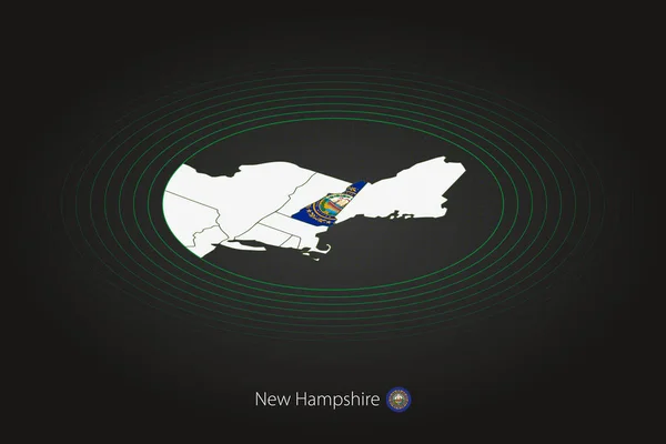 Mapa New Hampshire Color Oscuro Mapa Ovalado Con Los Estados — Vector de stock