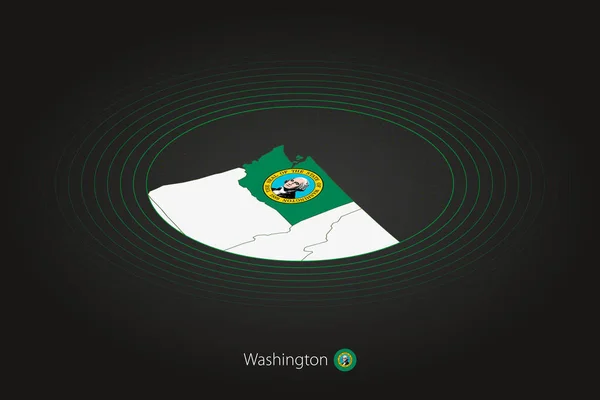 Mapa Washington Color Oscuro Mapa Ovalado Con Los Estados Vecinos — Vector de stock