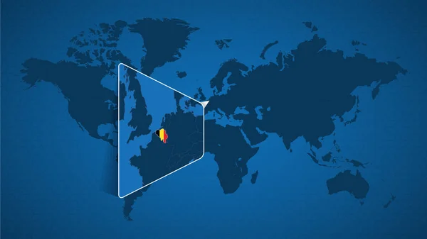 Mapa Mundial Detallado Con Mapa Ampliado Fijado Bélgica Los Países — Vector de stock