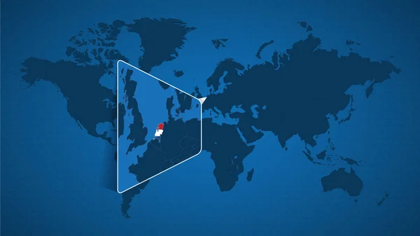 Mapa Mundial Detallado Con Mapa Ampliado Fijado Países Bajos Países — Vector de stock