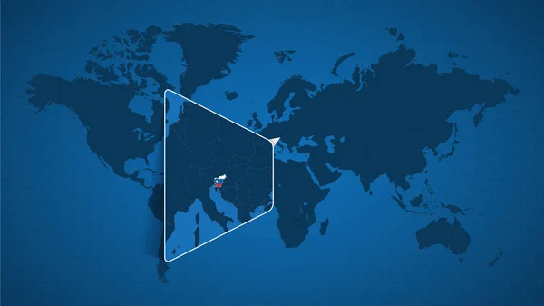 Carte Monde Détaillée Avec Carte Élargie Épinglée Slovénie Des Pays — Image vectorielle