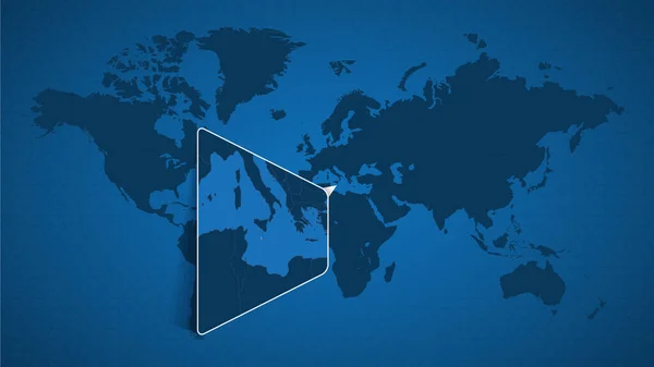 Mapa Mundo Detalhado Com Mapa Ampliado Fixo Malta Países Vizinhos —  Vetores de Stock