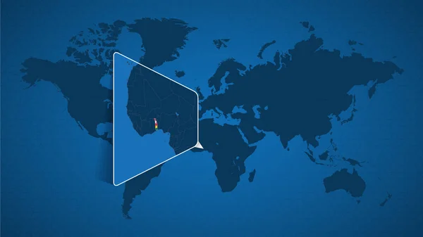 详细的世界地图 附有多哥及其邻国的放大地图 多哥国旗和地图 — 图库矢量图片