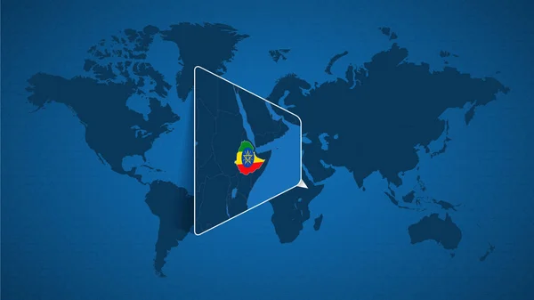 Carte Monde Détaillée Avec Carte Élargie Épinglée Éthiopie Des Pays — Image vectorielle