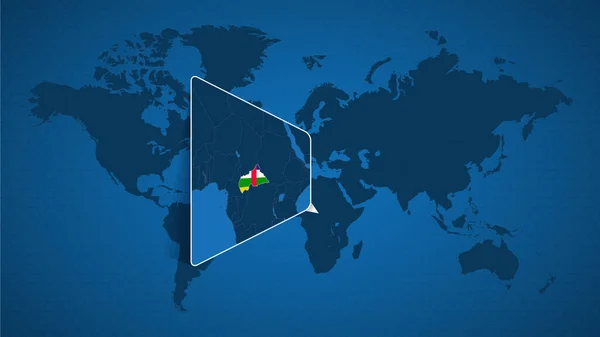 Mapa Mundo Detalhado Com Mapa Ampliado Fixo República Centro Africana —  Vetores de Stock