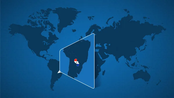 Λεπτομερής Παγκόσμιος Χάρτης Καθηλωμένο Διευρυμένο Χάρτη Της Παραγουάης Και Των — Διανυσματικό Αρχείο