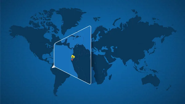 详细的世界地图 附有厄瓜多尔和邻国的放大地图 厄瓜多尔国旗和地图 — 图库矢量图片