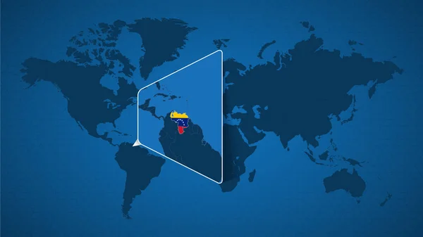 Carte Monde Détaillée Avec Carte Agrandie Épinglée Venezuela Des Pays — Image vectorielle