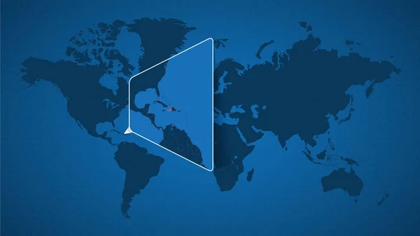 Mappa Dettagliata Del Mondo Con Mappa Ingrandita Appuntata Haiti Dei — Vettoriale Stock