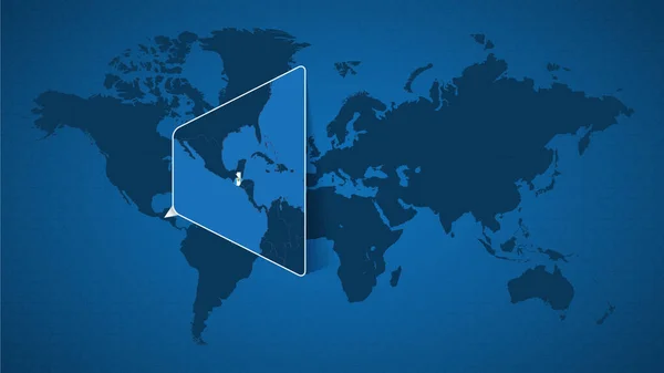 Podrobná Mapa Světa Zvětšenou Mapou Guatemaly Sousedních Zemí Guatemalská Vlajka — Stockový vektor