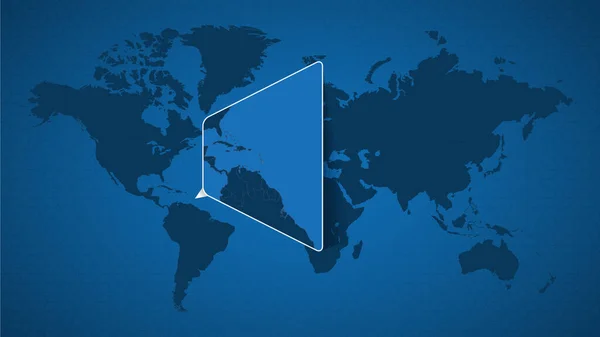 Mapa Mundo Detalhado Com Mapa Ampliado Barbados Países Vizinhos Bandeira —  Vetores de Stock