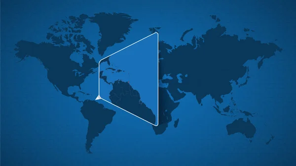 Mapa Mundo Detalhado Com Mapa Ampliado Trinidad Tobago Países Vizinhos —  Vetores de Stock