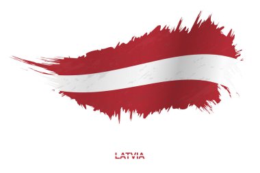 Sallama efektli grunge biçimli Letonya bayrağı, vektör grunge fırça darbesi bayrağı.