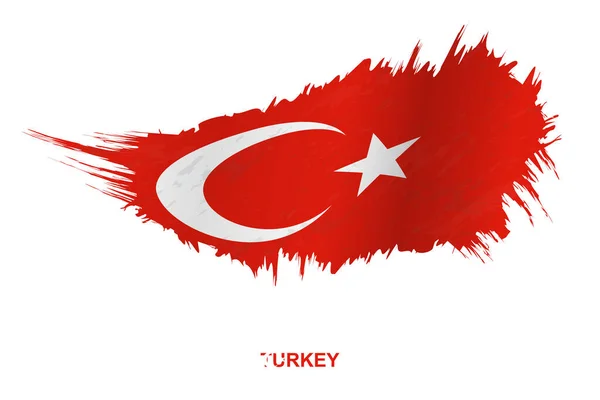 Flag Turkey Grunge Style Waving Effect Vector Grunge Brush Stroke — Stock Vector