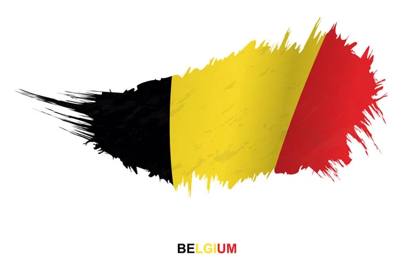 Belgische Flagge Grunge Stil Mit Welleneffekt Vektor Grunge Pinselstrich Flagge — Stockvektor