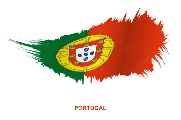 Флаг Португалии Стиле Гранж Эффектом Размахивания Векторным Мазком Кисти — стоковый вектор