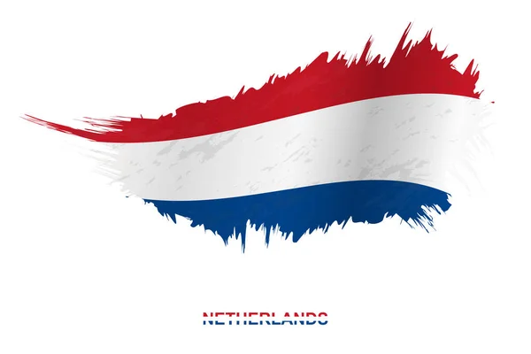 Nizozemská Vlajka Stylu Grunge Vlnivým Efektem Vektorová Vlajka Grunge Štětcem — Stockový vektor