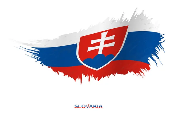 Bandeira Eslováquia Estilo Grunge Com Efeito Acenar Bandeira Pincel Vetor —  Vetores de Stock