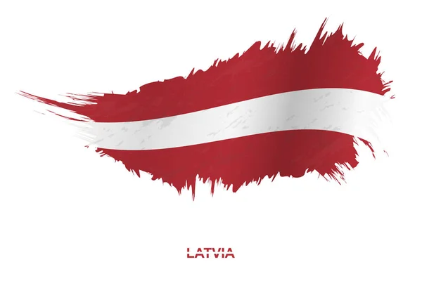 Flag Latvia Grunge Style Waving Effect Vector Grunge Brush Stroke — Stock Vector