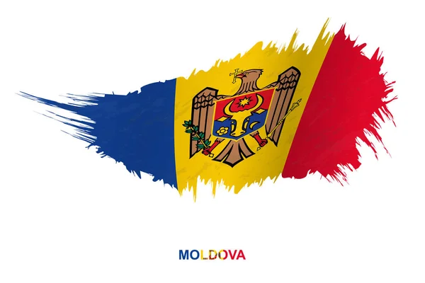 Flagga Moldavien Grunge Stil Med Viftande Effekt Vektor Grunge Pensel — Stock vektor