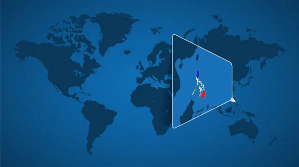 Carte Monde Détaillée Avec Carte Agrandie Épinglée Des Philippines Des — Image vectorielle