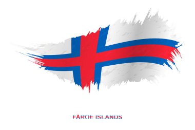 Sallama efektli grunge tarzı Faroe Adaları bayrağı, vektör grunge fırça darbesi bayrağı.