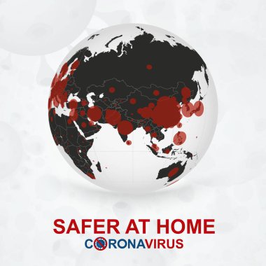 Dünya 'da Coronavirus vakaları Asya' da daha güvenli. Soyut virüs arkaplanı.