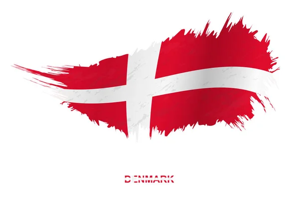 Флаг Дании Гранжевом Стиле Эффектом Размахивания Векторным Мазком Кисти — стоковый вектор