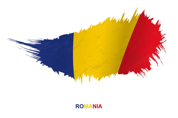 Flaga Rumunii Stylu Grunge Efektem Machania Wektor Grunge Pędzel Flaga — Wektor stockowy