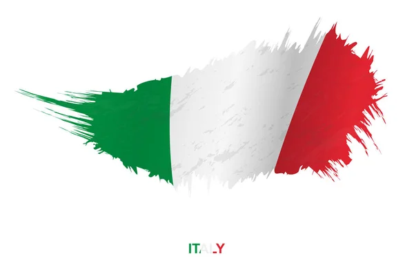 Bandera Italia Estilo Grunge Con Efecto Ondulante Vector Grunge Brush — Vector de stock