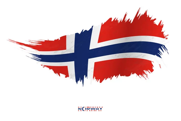 Flag Norway Grunge Style Waving Effect Vector Grunge Brush Stroke — Stock Vector