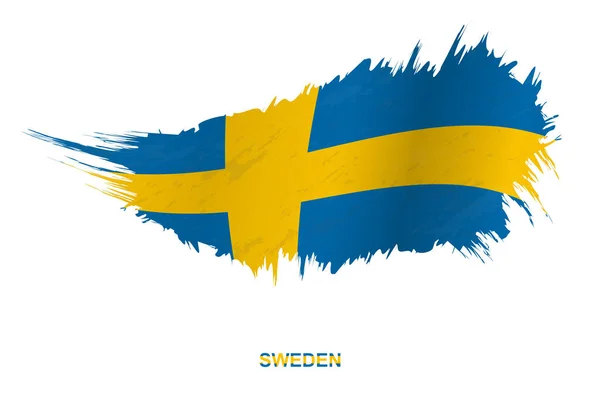 Флаг Швеции Стиле Гранж Эффектом Размахивания Векторным Мазком Кисти — стоковый вектор