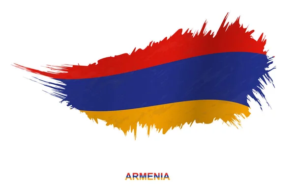 Flag Armenien Grunge Stil Med Vinkende Effekt Vektor Grunge Penselstrøg – Stock-vektor