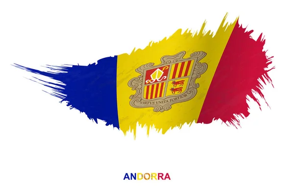 Flag Andorra Grunge Style Srowge Effect Vector Grunge Brush Stroke — 스톡 벡터