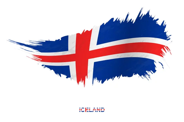 具有波浪效果的冰岛旗 矢量画笔笔划旗 — 图库矢量图片