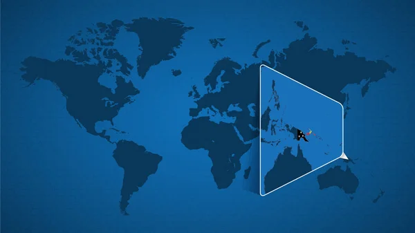 Mapa Mundial Detallado Con Mapa Ampliado Fijado Papúa Nueva Guinea — Vector de stock