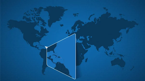 Mapa Mundo Detalhado Com Mapa Ampliado Porto Rico Países Vizinhos —  Vetores de Stock