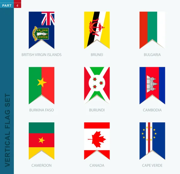 Векторных Вертикальных Флагов Установлены Вертикальная Икона Флагом Британских Виргинских Островов — стоковый вектор