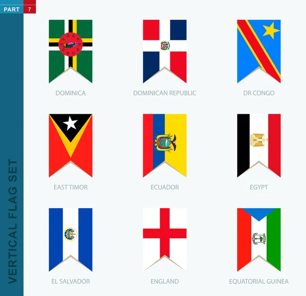 Conjunto Nove Bandeiras Verticais Vetoriais Ícone Vertical Com Bandeira Dominica —  Vetores de Stock