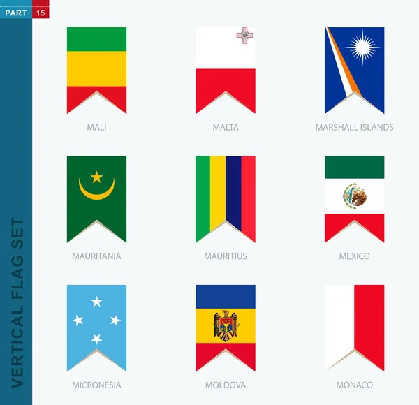 Conjunto Nove Bandeiras Verticais Vetoriais Ícone Vertical Com Bandeira Mali —  Vetores de Stock